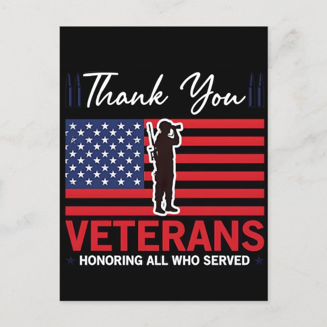 Thank You for Your Service: Veterans Day 2025  Holiday Postcard (Front)