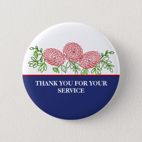 Thank You For Your Service Veterans Day Poppy  Button