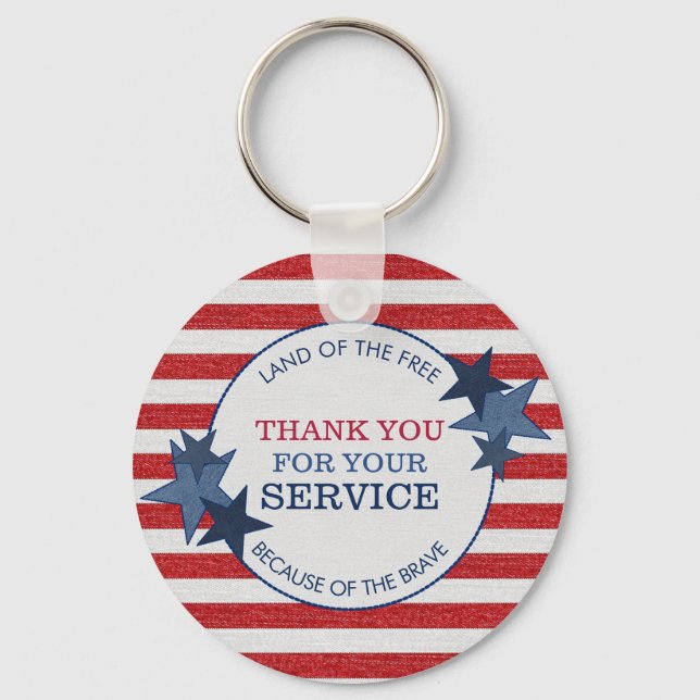 Thank You for Your Service Veterans Rustic Denim Keychain (Front)
