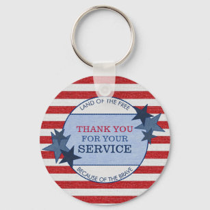 Thank You for Your Service Veterans Rustic Denim Keychain