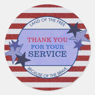 Thank You for Your Service Veterans Rustic Leather Classic Round Sticker