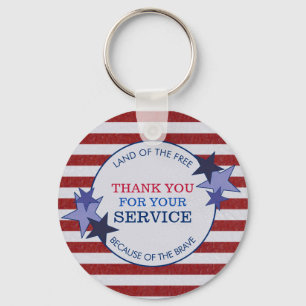 Thank You for Your Service Veterans Rustic Leather Keychain