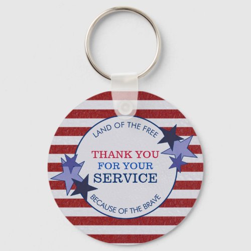 Thank You for Your Service Veterans Rustic Leather Keychain