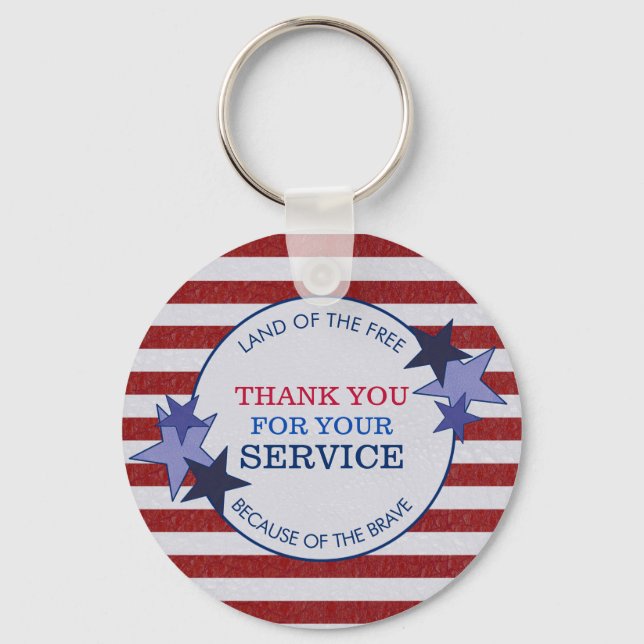 Thank You for Your Service Veterans Rustic Leather Keychain (Front)