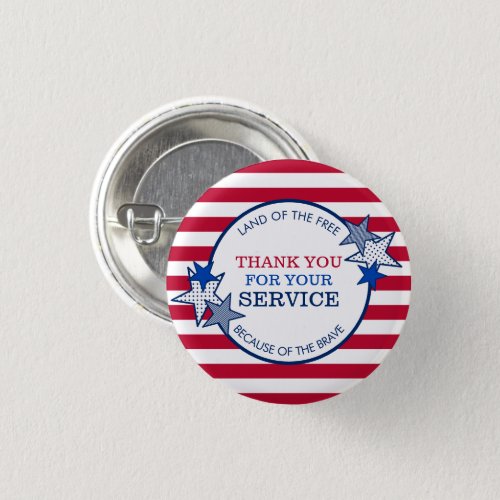 Thank You for Your Service Veterans Stars Stripes Button