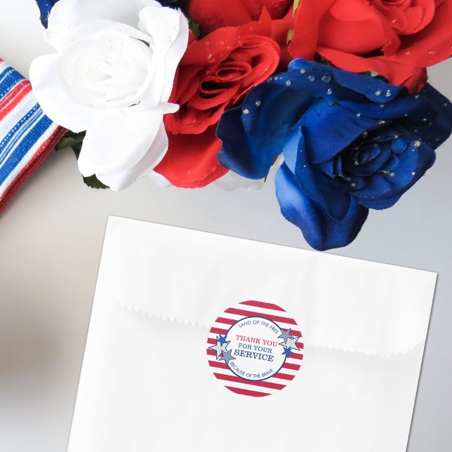 Thank You for Your Service Veterans Stars Stripes Classic Round Sticker (Creator Uploaded)