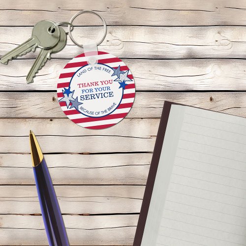 Thank You for Your Service Veterans Stars Stripes Keychain