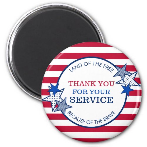 Thank You for Your Service Veterans Stars Stripes Magnet