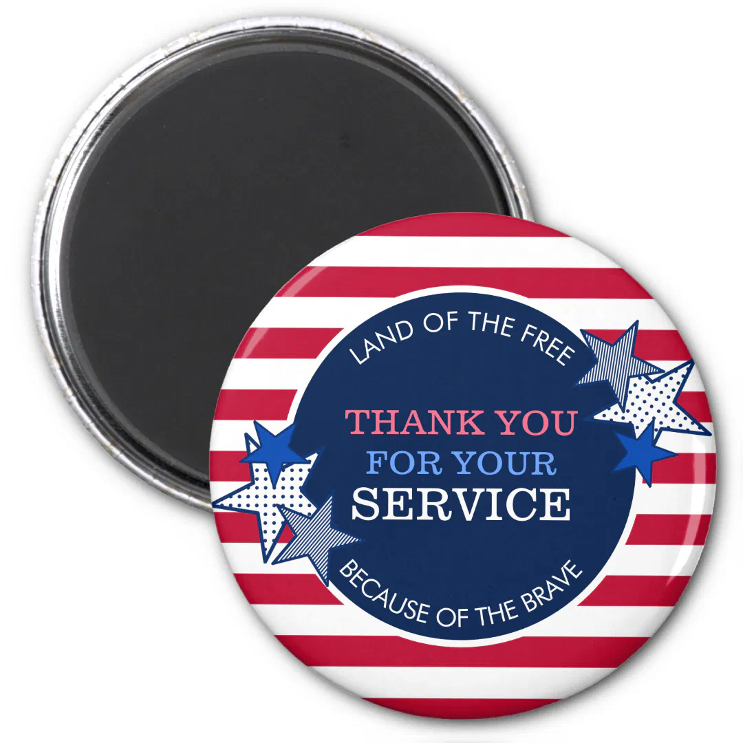Thank You for Your Service Veterans Stars Stripes  Magnet (Front)