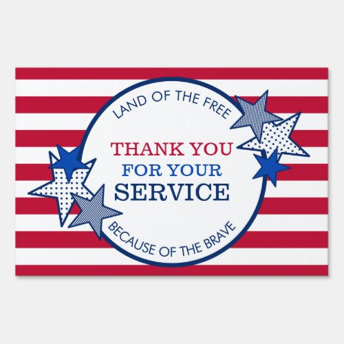 Thank You for Your Service Veterans Stars Stripes Sign