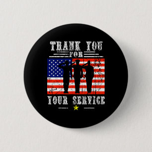 Thank You For Your Services Patriotic - Veterans D Button