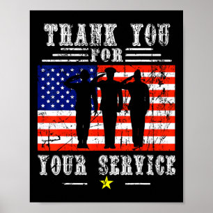 Thank You For Your Services Patriotic - Veterans D Poster