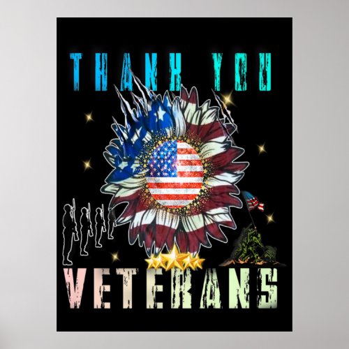 Thank You For Your Services Patriotic Veterans Day Poster