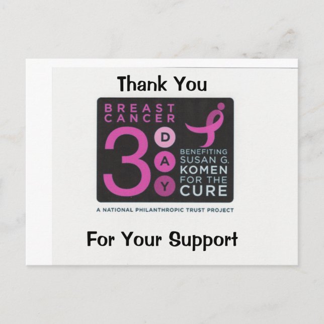 Thank You  For Your Support - Customized Postcard (Front)