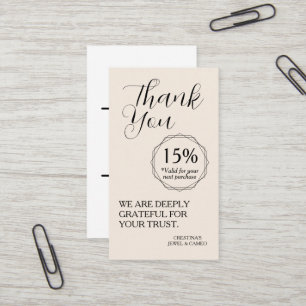 Thank You for Your Support Discount Voucher Business Card