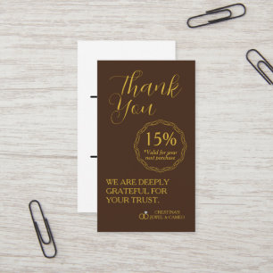 Thank You for Your Support Discount Voucher Business Card