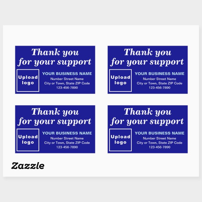 Thank You For Your Support on Blue Rectangular Sticker (Sheet)