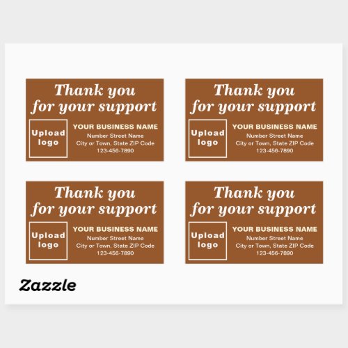 Thank You For Your Support on Brown Rectangular Sticker