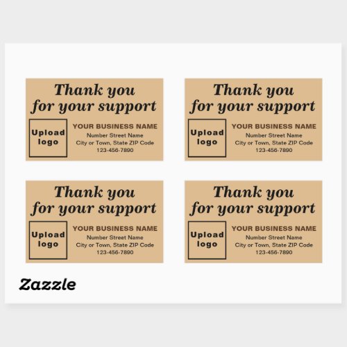 Thank You For Your Support on Light Brown Rectangular Sticker