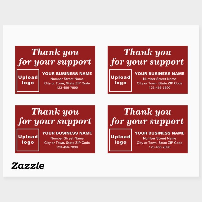 Thank You For Your Support on Red Rectangular Sticker (Sheet)