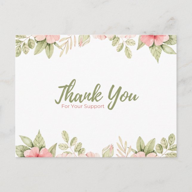 Thank you for your support  postcard (Front)