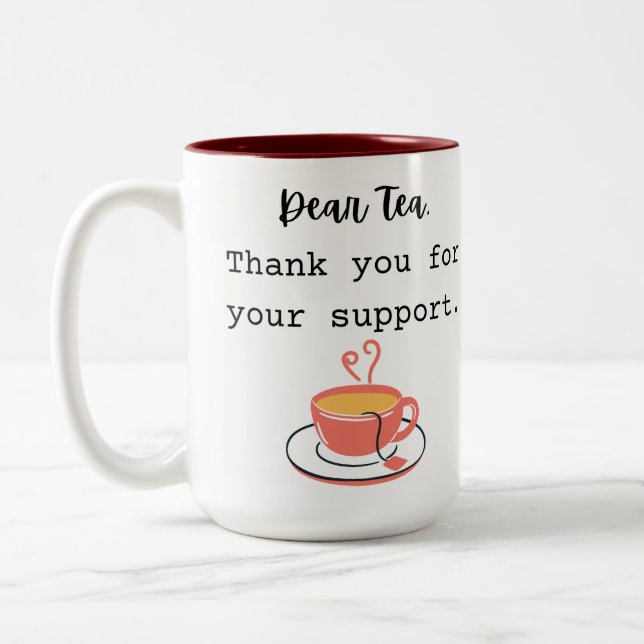 Thank you for your support tea Two-Tone coffee mug (Left)
