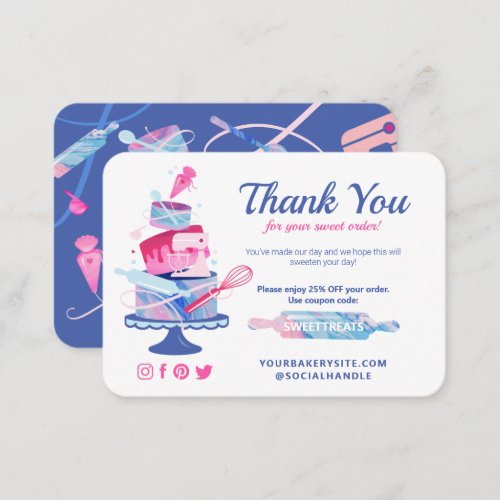 Thank You For Your Sweet Order Bakery Coupon Code Enclosure Card