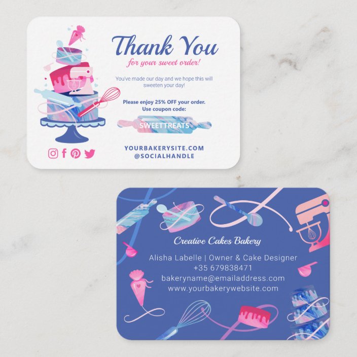 Thank You For Your Sweet Order Bakery Coupon Code Enclosure Card | Zazzle.com