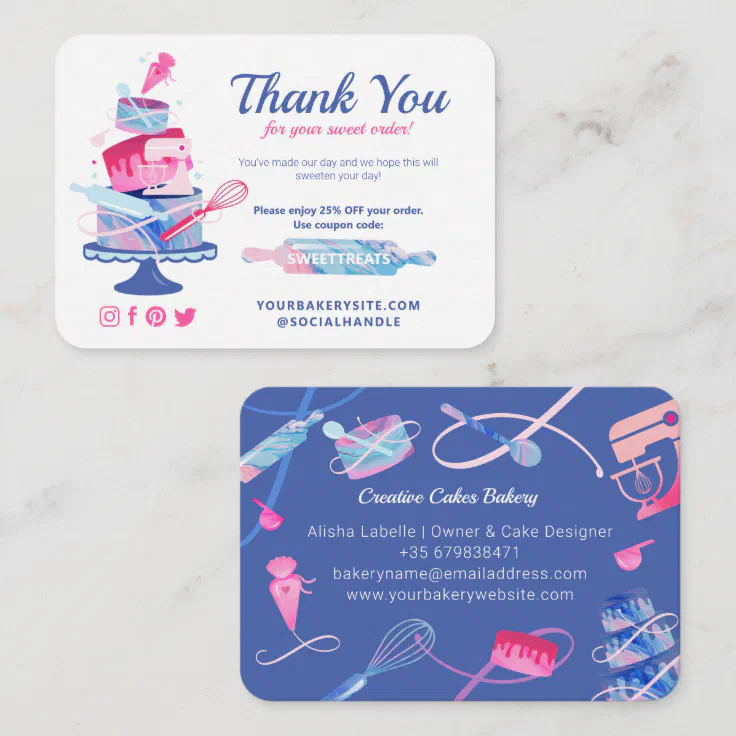 Thank You For Your Sweet Order Bakery Coupon Code Enclosure Card | Zazzle