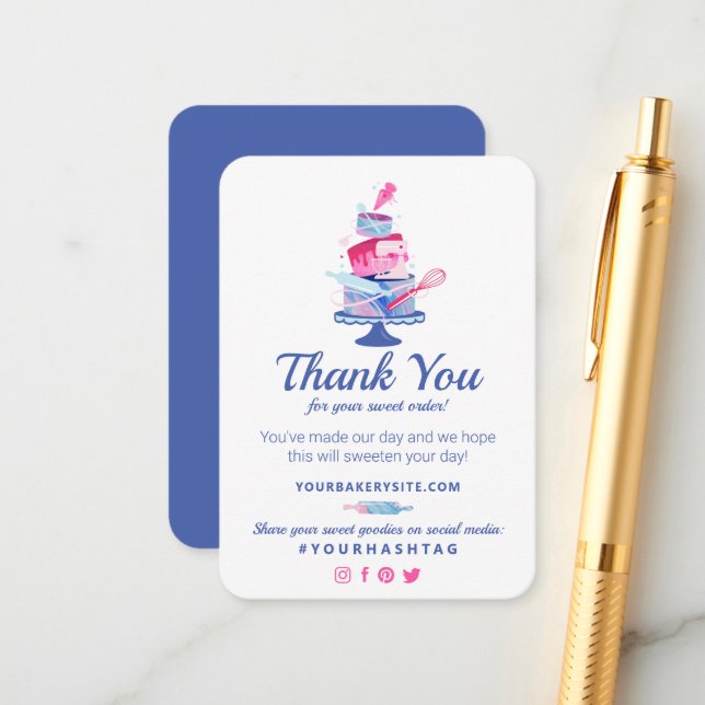 Thank You For Your Sweet Order | Cake Shop Bakery Enclosure Card (Front/Back In Situ)