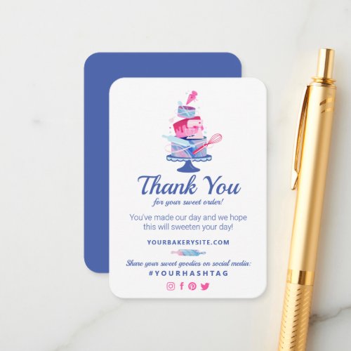 Thank You For Your Sweet Order  Cake Shop Bakery Enclosure Card