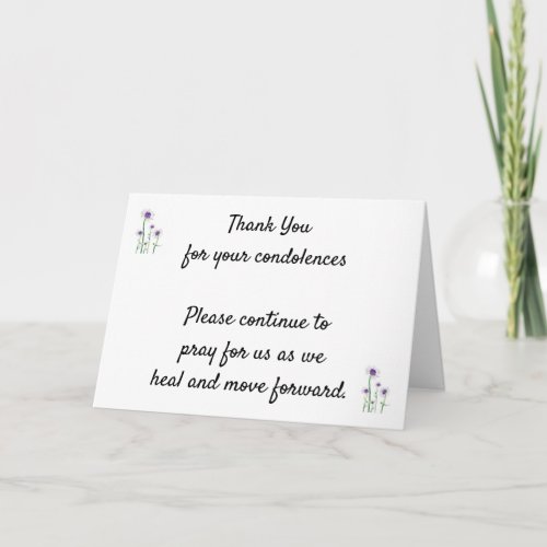 THANK YOU FOR YOUR SYMPATHY AT OUR TIME OF LOSS THANK YOU CARD