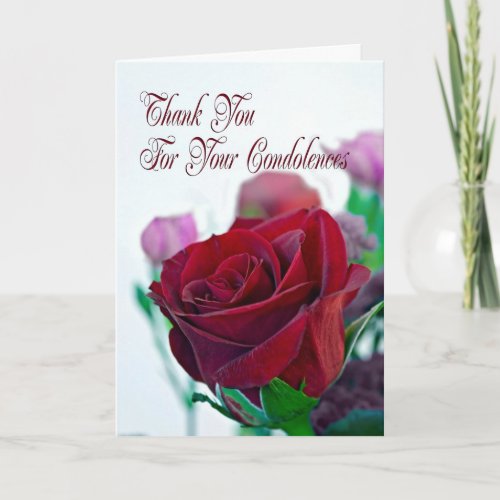 Thank you for your sympathy card with a red rose