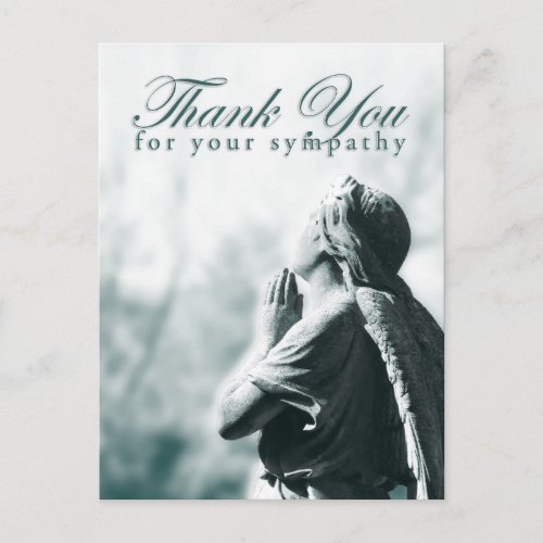 thank you for your sympathy praying angel postcard