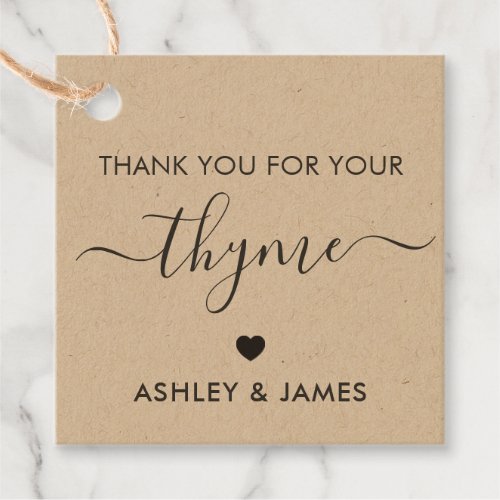 Thank You for Your Thyme Gift Tag Herb Favor Tags