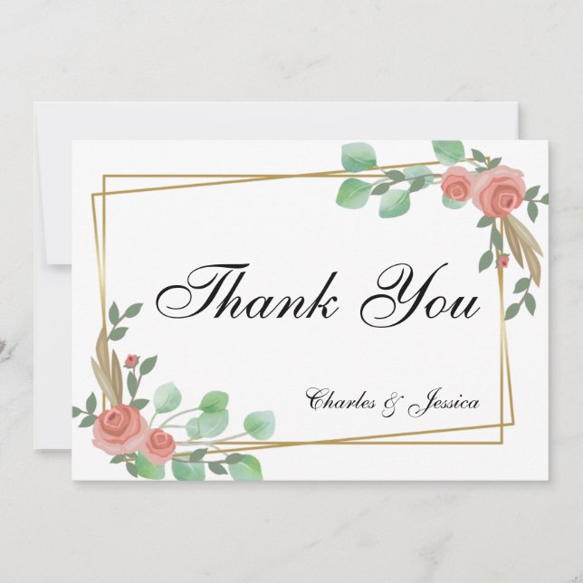 Thank You Foral Custom Wedding Card (Front)