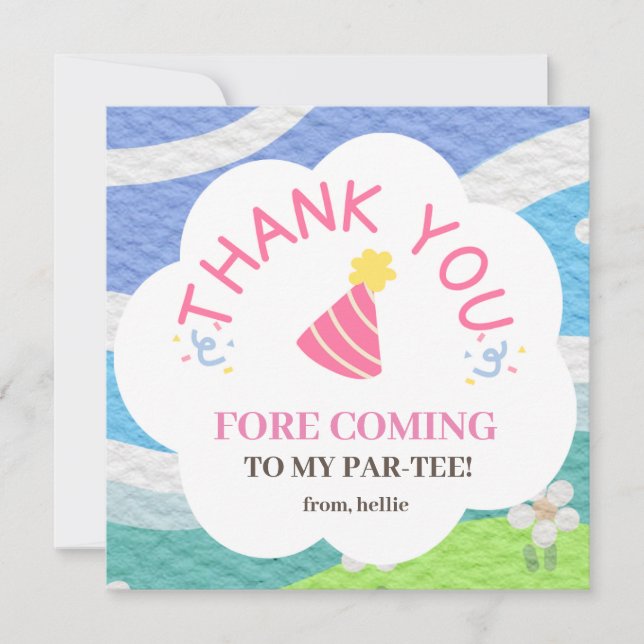 Thank you fore coming to my par-tee kids party card (Front)