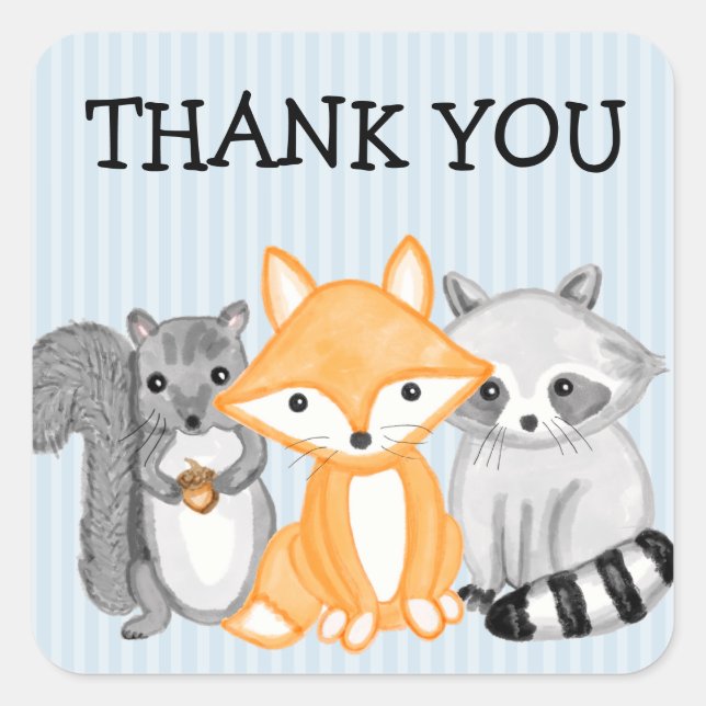 Thank You Forest Animals Woodland Creature   Square Sticker (Front)