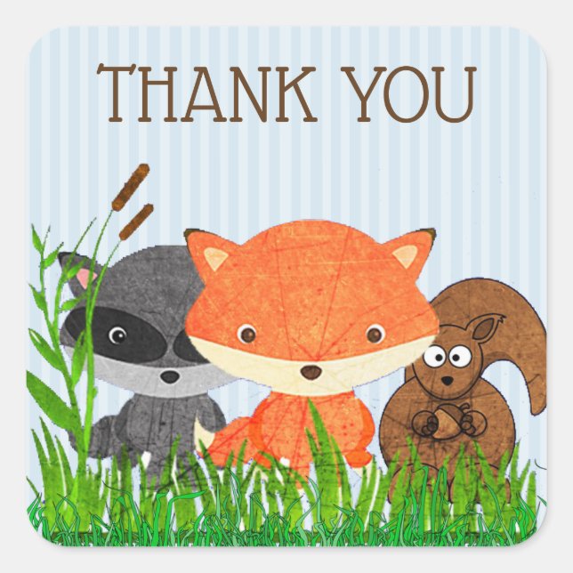 Thank You Forest Animals Woodland Creature Sticker (Front)