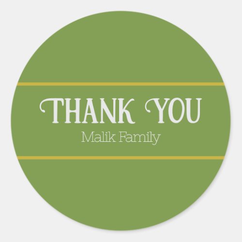 Thank You Forest Green Solid Color Personalize Classic Round Sticker