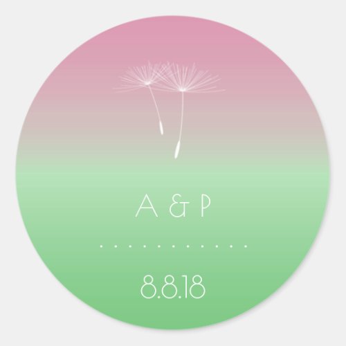 Thank You Forest Wedding  Pastel Ombre Dandelion Classic Round Sticker