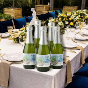 Thank You Fountain flower doves Wedding Gift Sparkling Wine Label