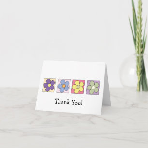 Thank You four flowers cartoon customizable card