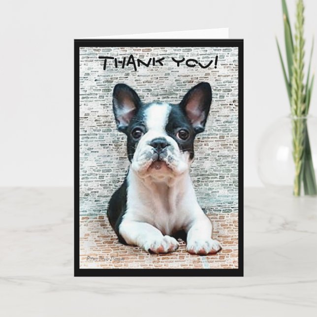 Thank You French Bulldog greeting card (Front)