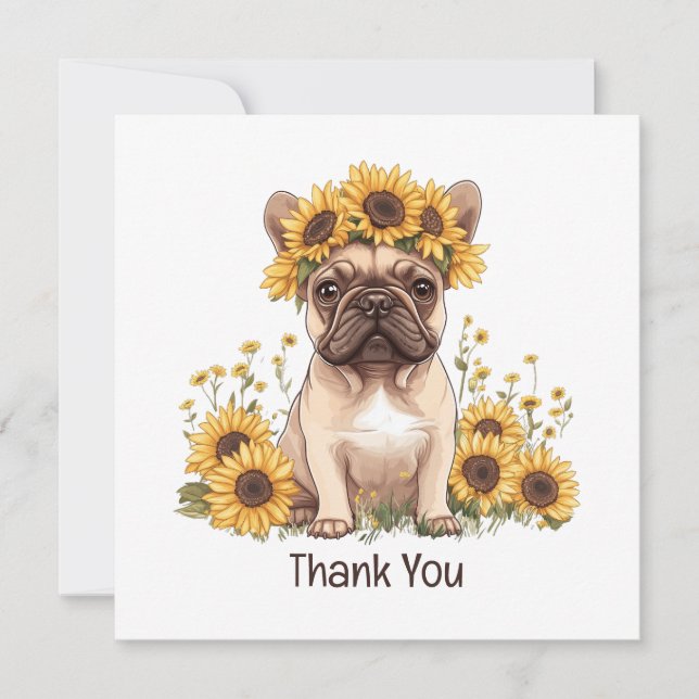 Thank You French Bulldog Sunflowers (Front)