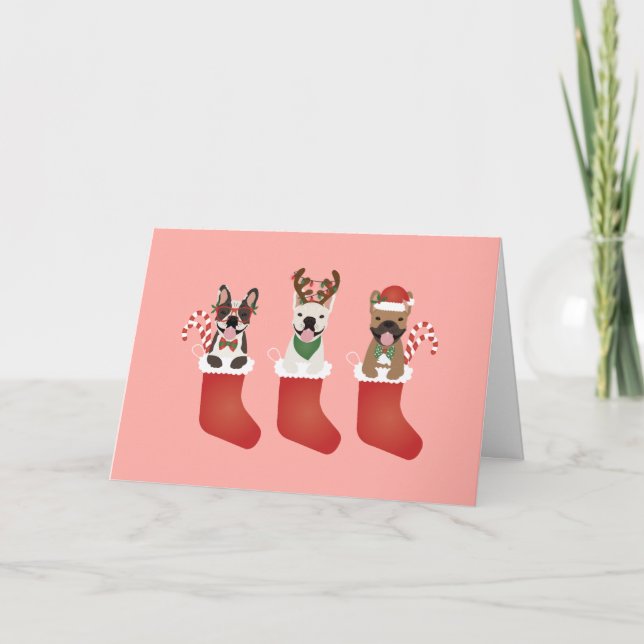 Thank You French Bulldogs Christmas Card (Front)