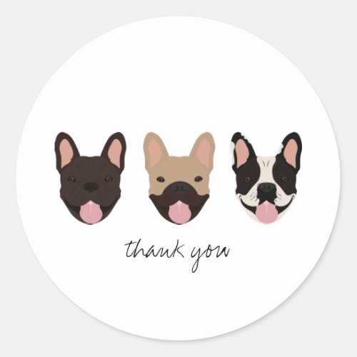 Thank You French Bulldogs Classic Round Sticker