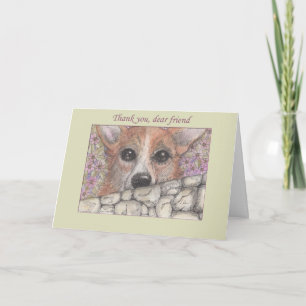 Thank you, friend, corgdog looking over the wall you card