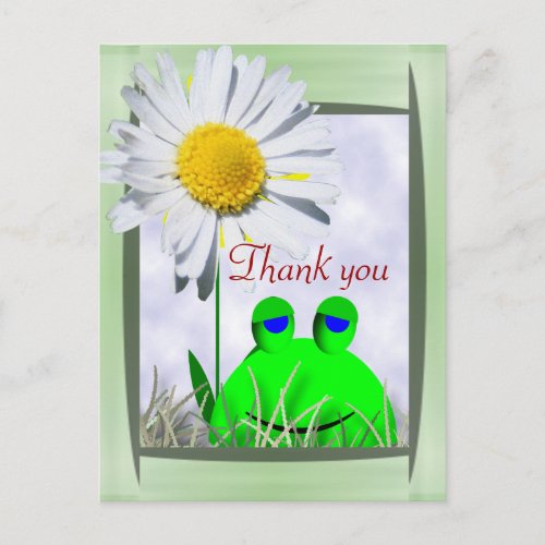 Thank you frog and daisy postcard