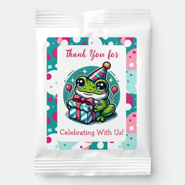 Thank You Frog Themed Girl's Birthday Margarita Drink Mix (Front)